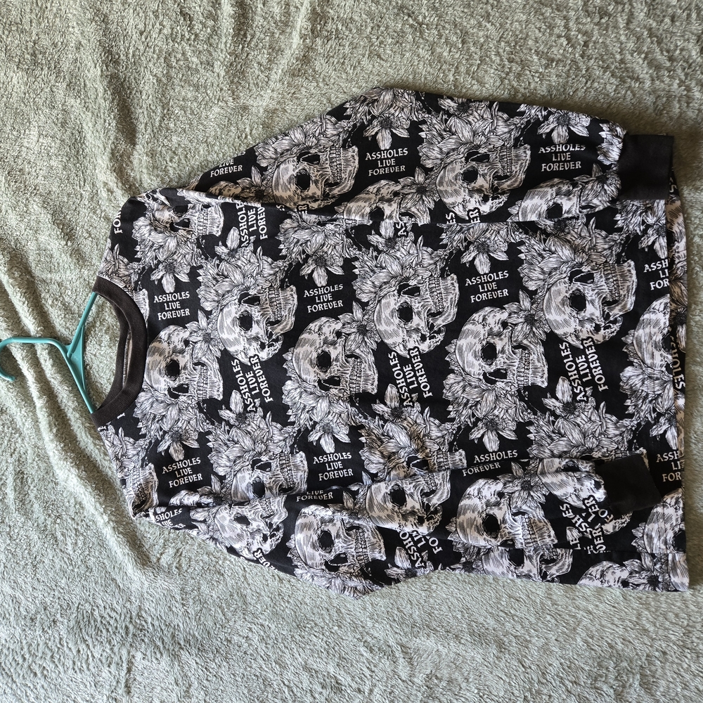 Black and White Graphic Long Sleeve Tee